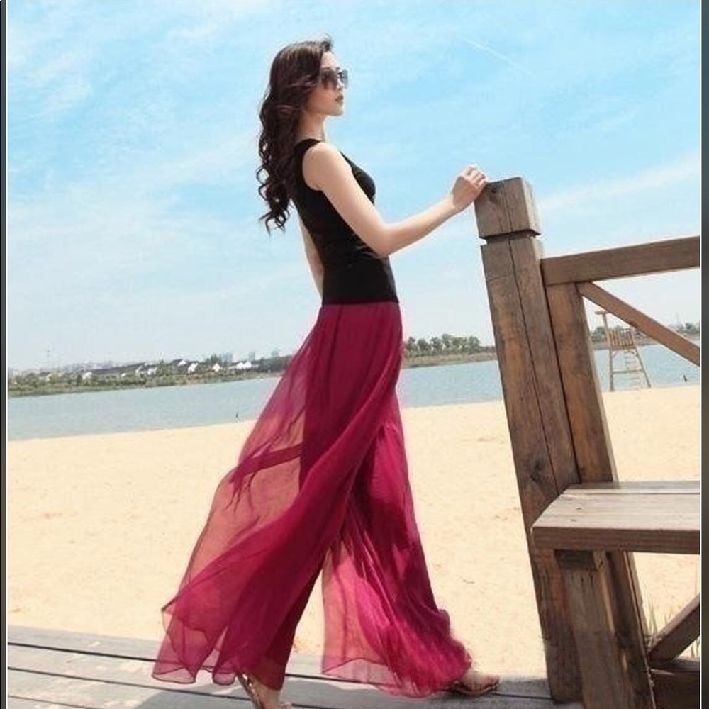 Beach Blue Chiffon Culottes